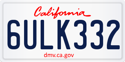 CA license plate 6ULK332