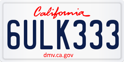 CA license plate 6ULK333