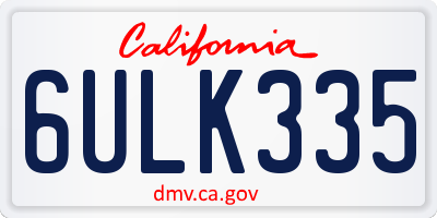 CA license plate 6ULK335