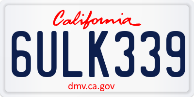 CA license plate 6ULK339