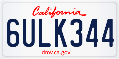 CA license plate 6ULK344