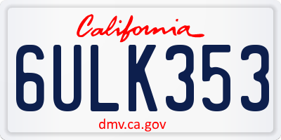 CA license plate 6ULK353