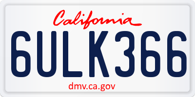 CA license plate 6ULK366