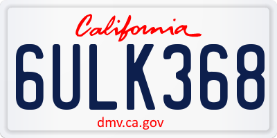 CA license plate 6ULK368