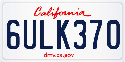 CA license plate 6ULK370