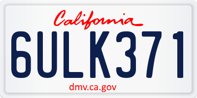 CA license plate 6ULK371
