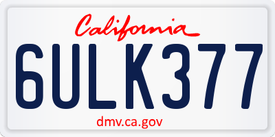 CA license plate 6ULK377