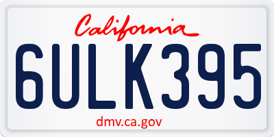 CA license plate 6ULK395
