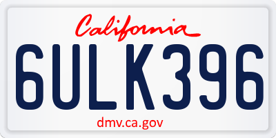 CA license plate 6ULK396