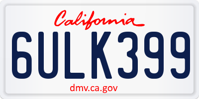 CA license plate 6ULK399