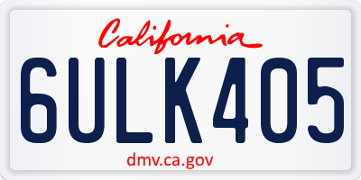 CA license plate 6ULK405
