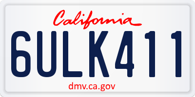 CA license plate 6ULK411