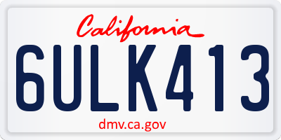 CA license plate 6ULK413