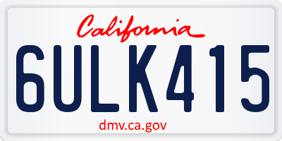 CA license plate 6ULK415