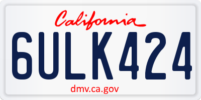 CA license plate 6ULK424