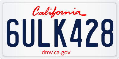 CA license plate 6ULK428