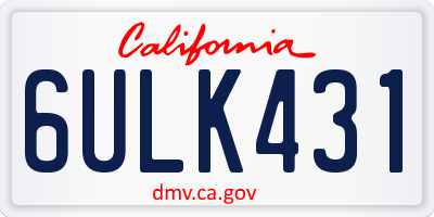CA license plate 6ULK431