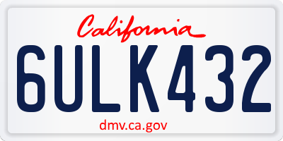 CA license plate 6ULK432
