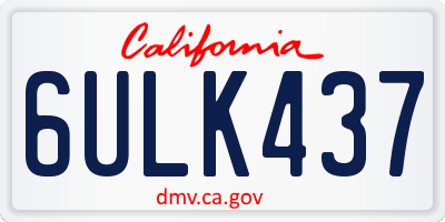 CA license plate 6ULK437
