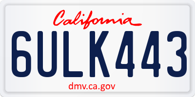 CA license plate 6ULK443