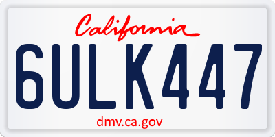 CA license plate 6ULK447