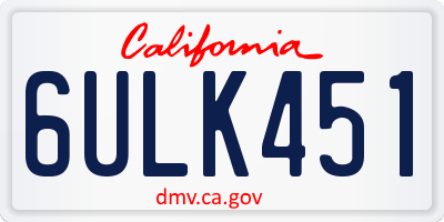 CA license plate 6ULK451