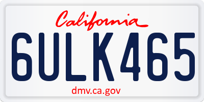 CA license plate 6ULK465
