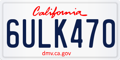 CA license plate 6ULK470