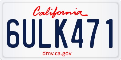 CA license plate 6ULK471