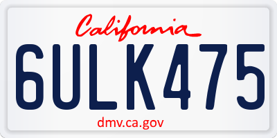 CA license plate 6ULK475