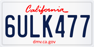 CA license plate 6ULK477