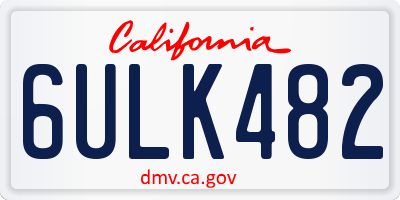 CA license plate 6ULK482