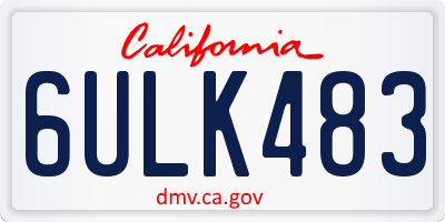 CA license plate 6ULK483