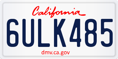CA license plate 6ULK485
