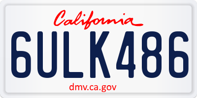 CA license plate 6ULK486