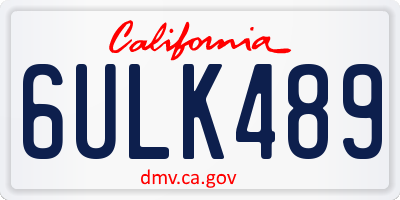 CA license plate 6ULK489