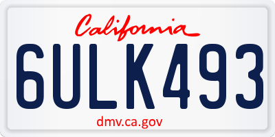 CA license plate 6ULK493
