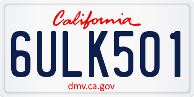 CA license plate 6ULK501