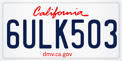 CA license plate 6ULK503
