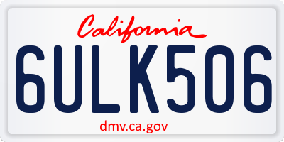 CA license plate 6ULK506