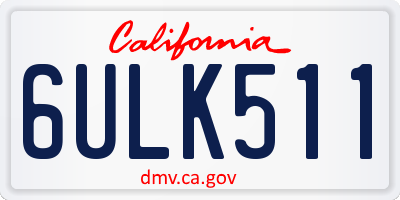 CA license plate 6ULK511