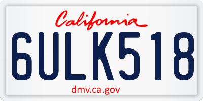 CA license plate 6ULK518