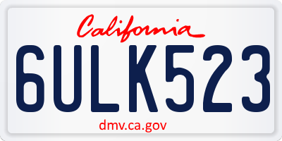 CA license plate 6ULK523