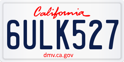 CA license plate 6ULK527