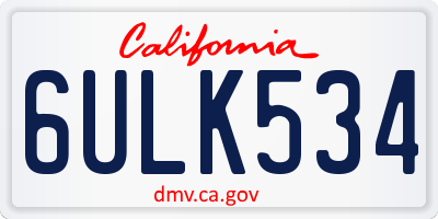 CA license plate 6ULK534