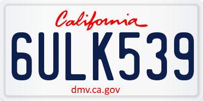 CA license plate 6ULK539