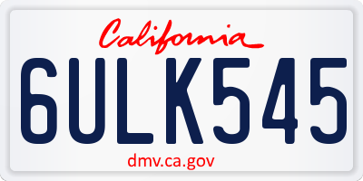 CA license plate 6ULK545