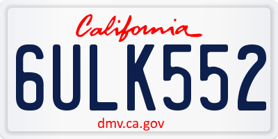 CA license plate 6ULK552