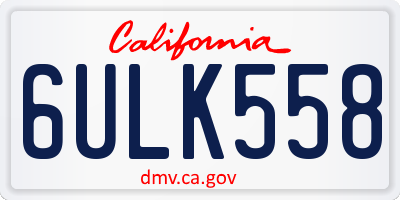 CA license plate 6ULK558
