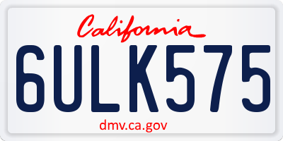 CA license plate 6ULK575